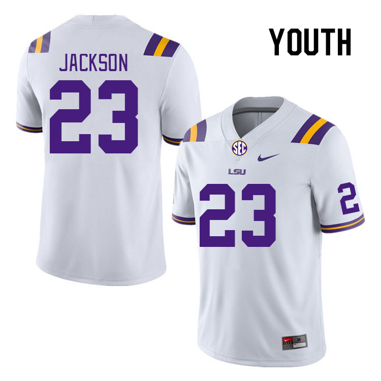 Youth #23 Kylin Jackson LSU Tigers College Football Jerseys Stitched Sale-White